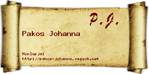 Pakos Johanna névjegykártya